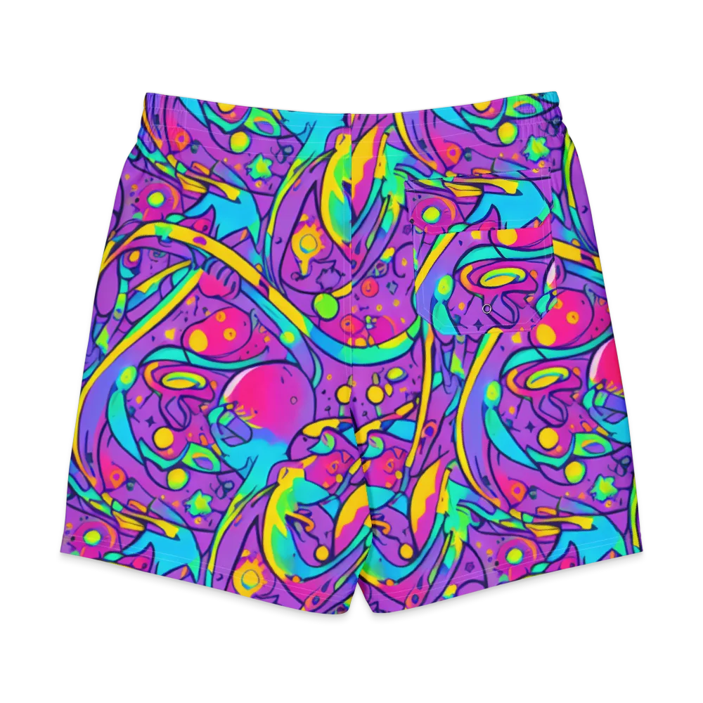 Neon Galaxy Whirl on Men's Board Shorts — Back