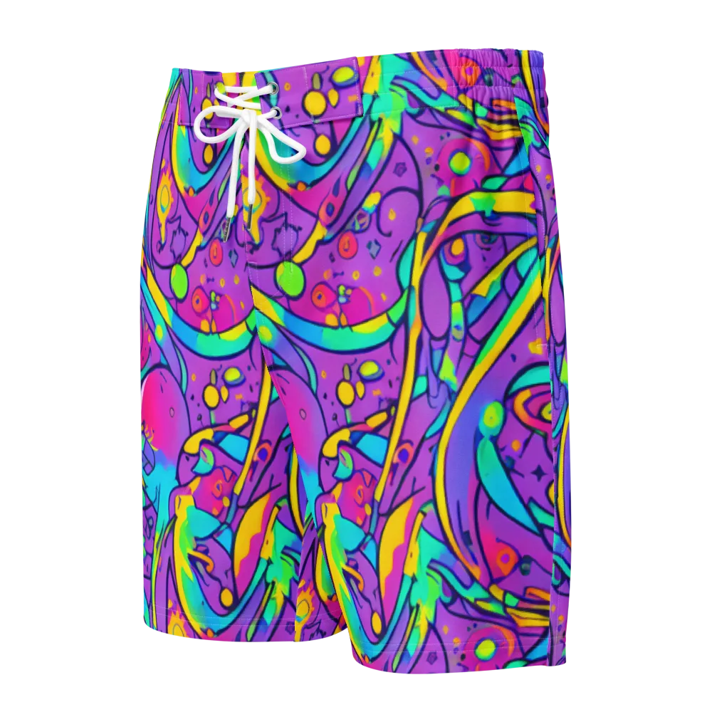 Neon Galaxy Whirl on Men's Board Shorts — Front