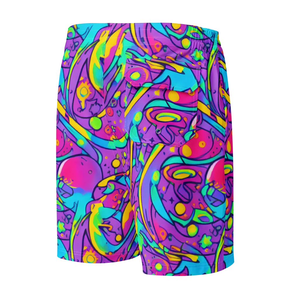 Neon Galaxy Whirl on Men's Board Shorts — Back