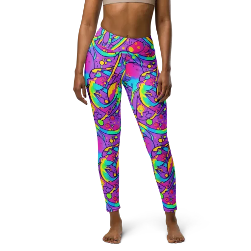 Neon Galaxy Whirl on a Yoga Leggings