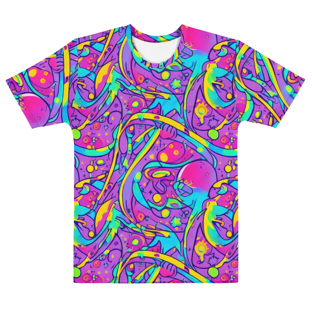 Neon Galaxy Whirl on Men's Cotton Crew Neck T-Shirt — Front