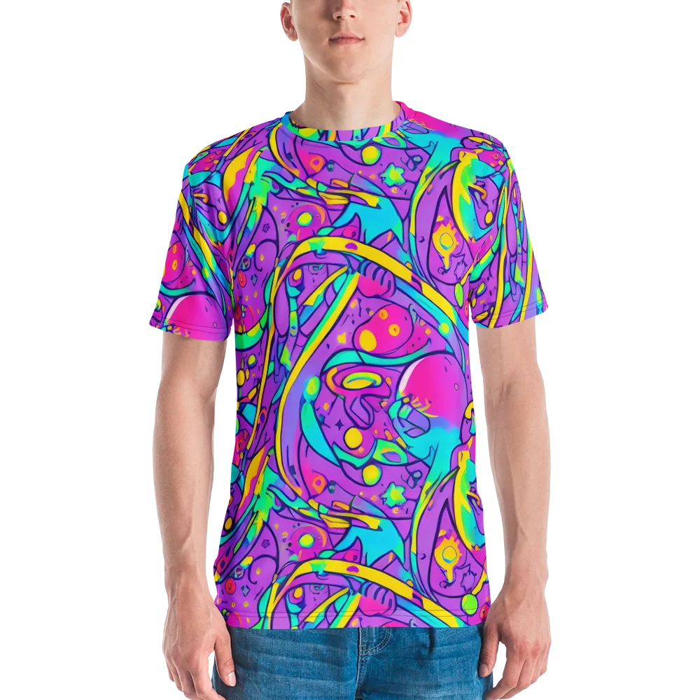 Neon Galaxy Whirl on Men's Crew Neck T-Shirt — Front