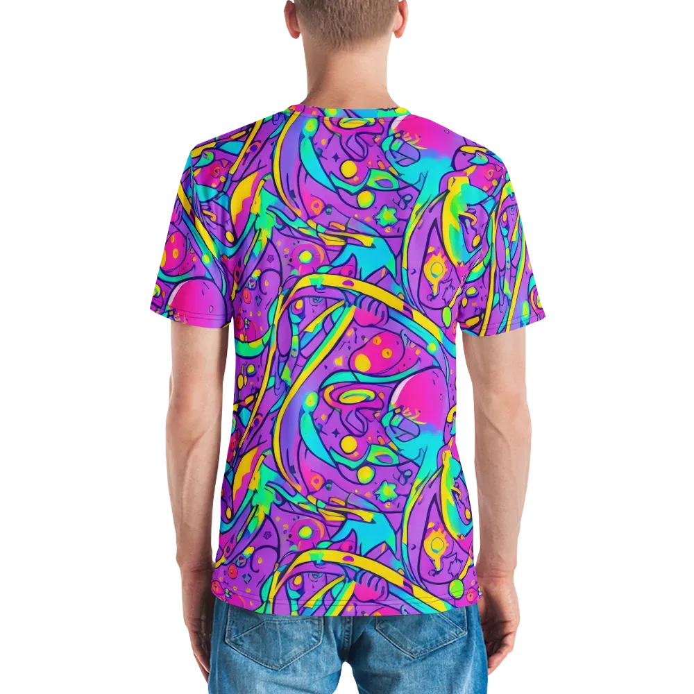 Neon Galaxy Whirl on Men's Crew Neck T-Shirt — Back