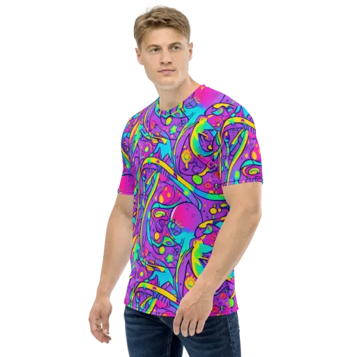 Neon Galaxy Whirl on a Men's Crew Neck T-Shirt