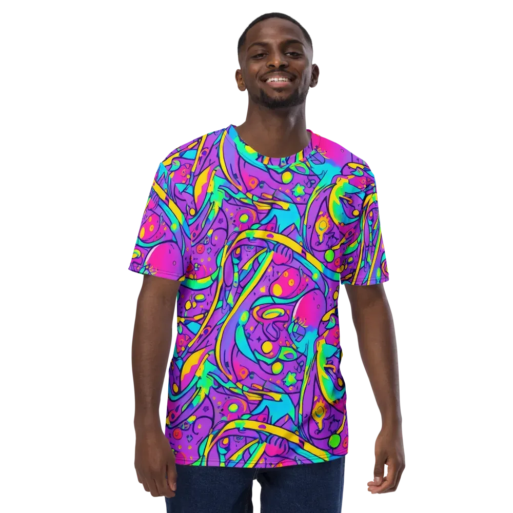 Neon Galaxy Whirl on Men's Crew Neck T-Shirt — Front
