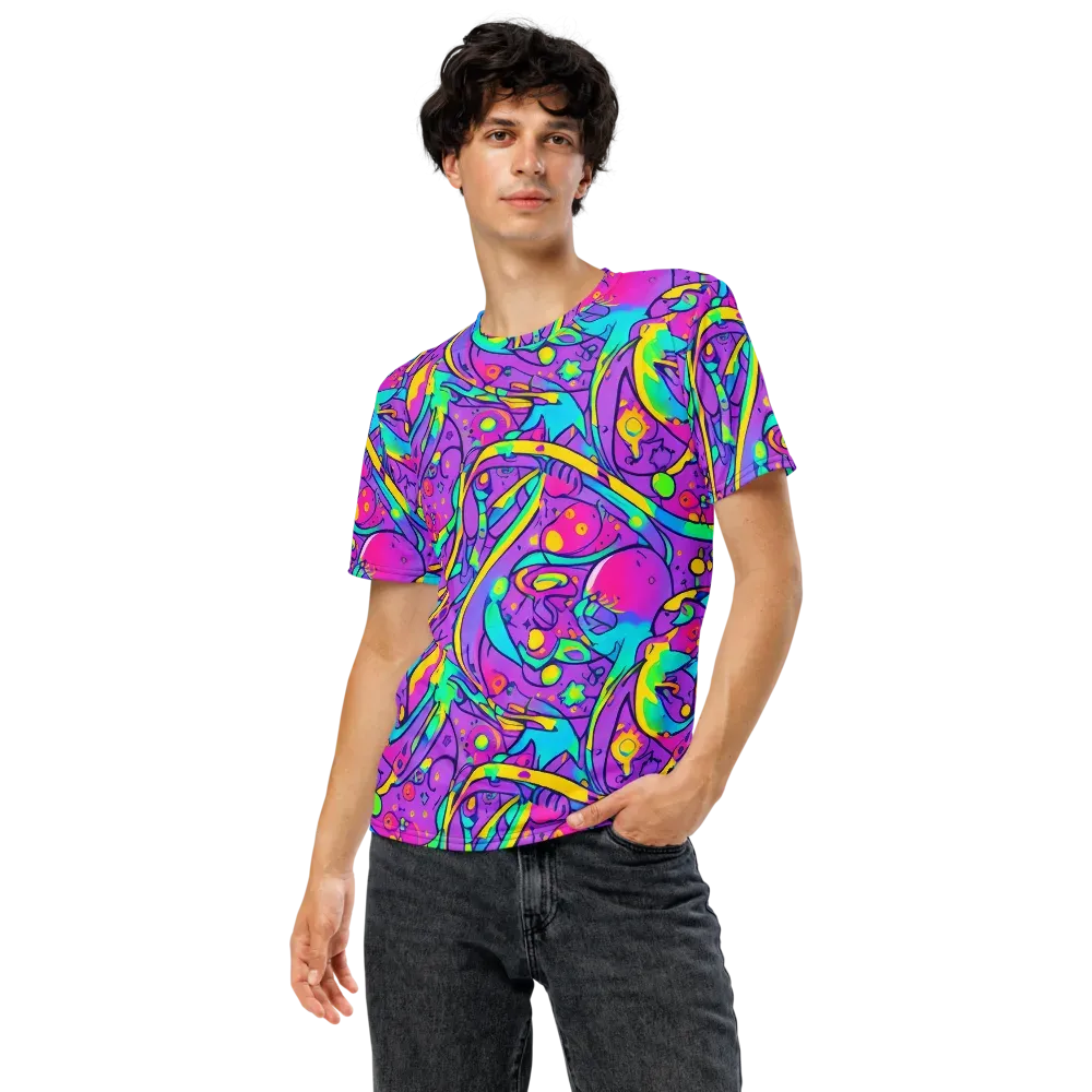 Neon Galaxy Whirl on Men's Crew Neck T-Shirt — Front