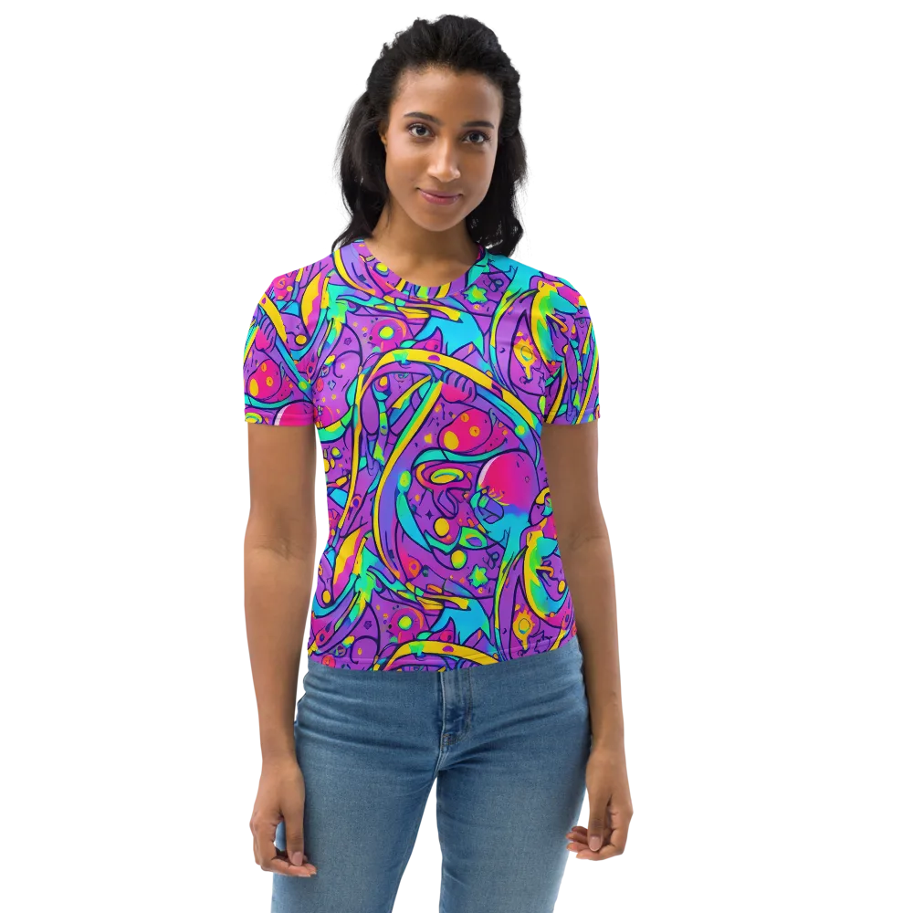 Neon Galaxy Whirl on Women's Crew Neck T-Shirt — Front