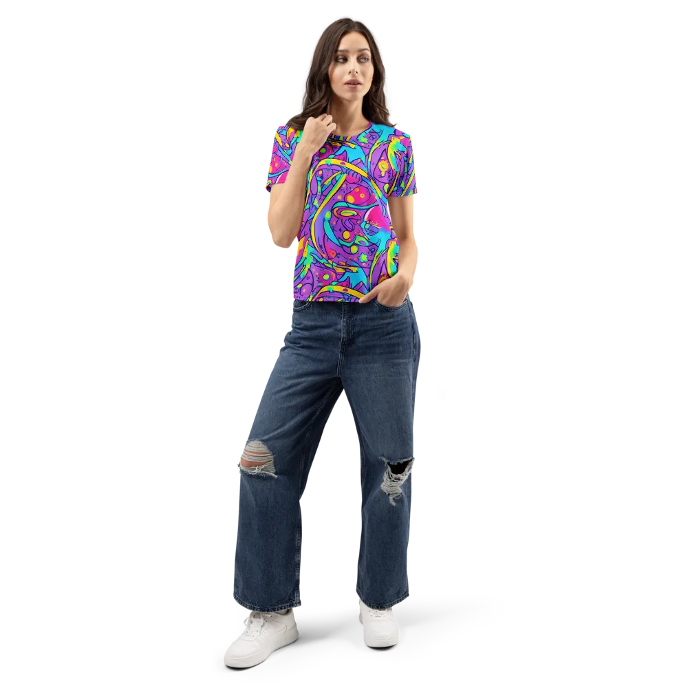Neon Galaxy Whirl on Women's Crew Neck T-Shirt — Front