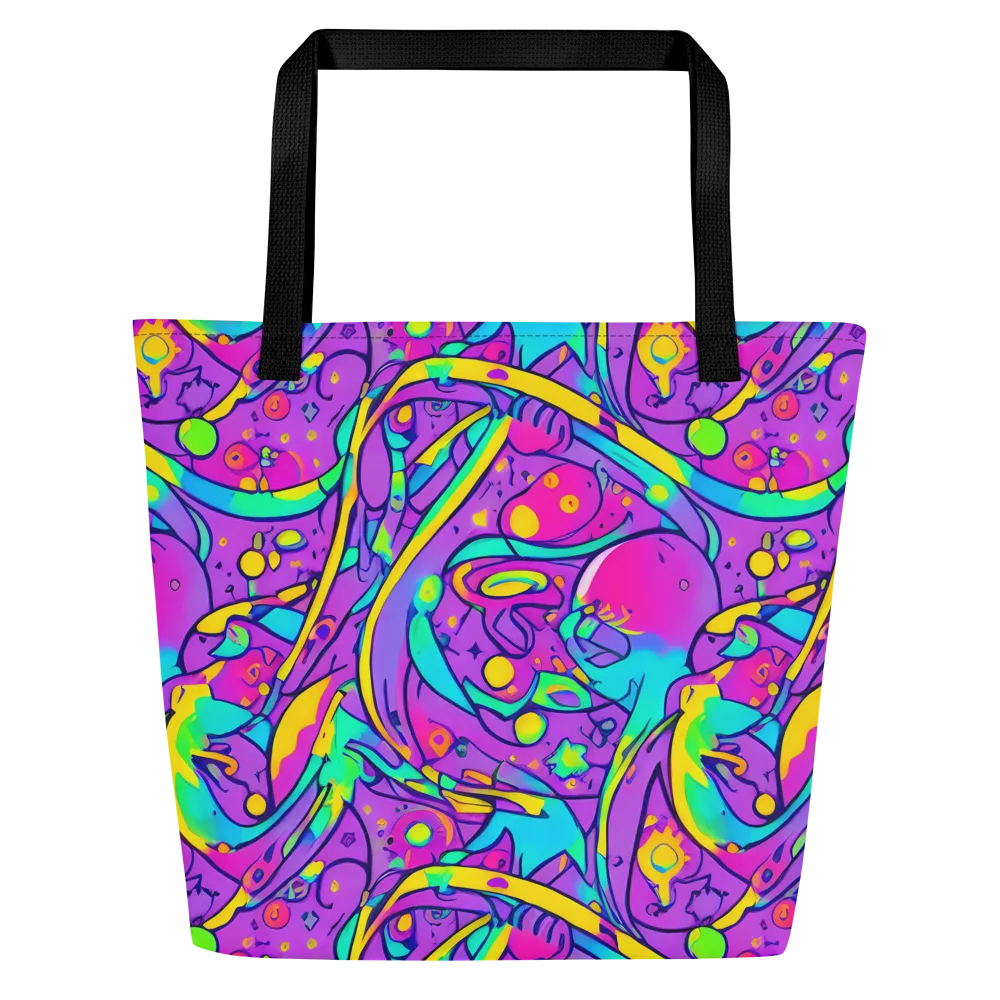 Neon Galaxy Whirl on Large Tote Bag W/ Pocket — Front