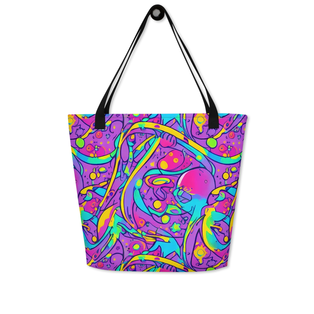 Neon Galaxy Whirl on Large Tote Bag W/ Pocket — Front