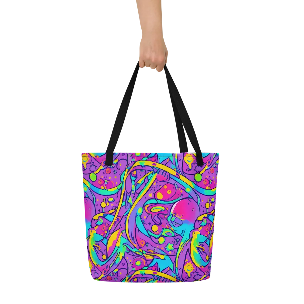 Neon Galaxy Whirl on Large Tote Bag W/ Pocket — Front