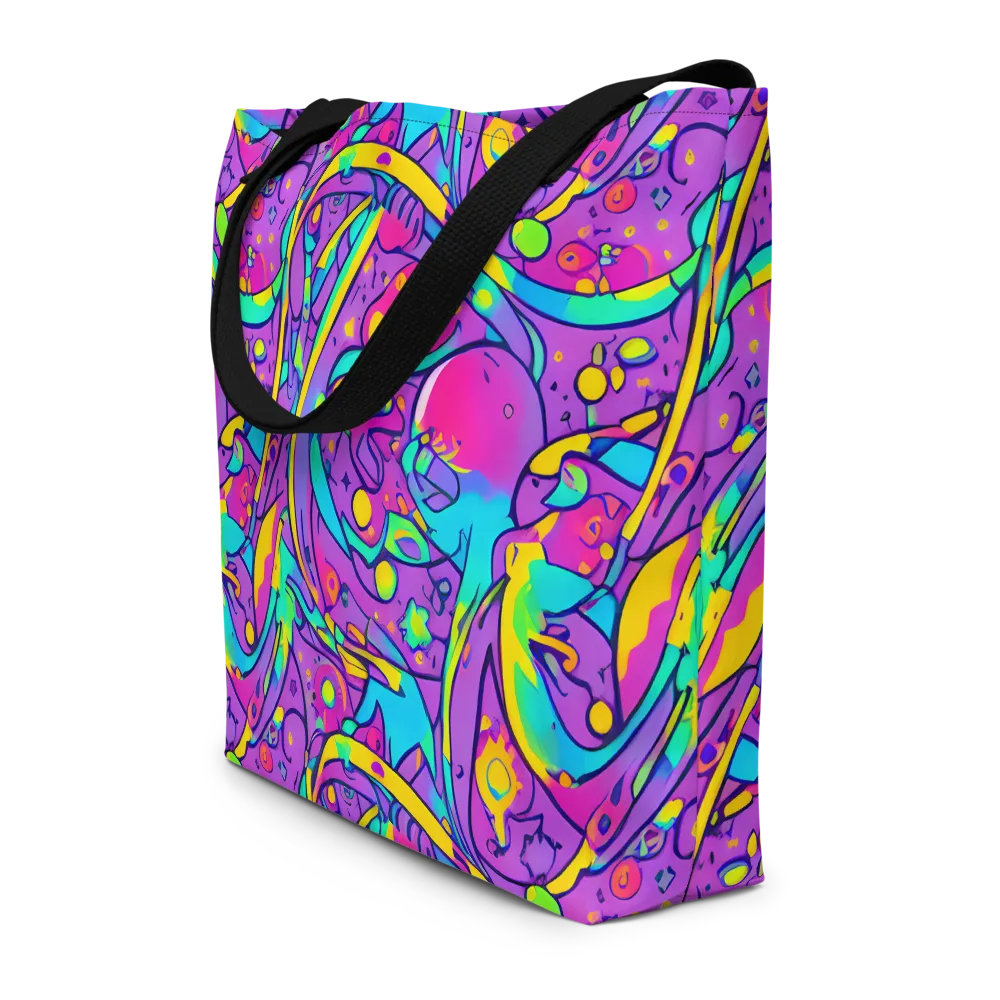 Neon Galaxy Whirl on Large Tote Bag W/ Pocket — Front