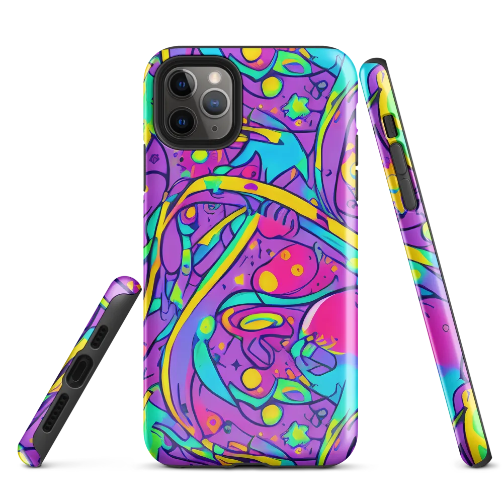 Neon Galaxy Whirl on Tough Case for iPhone® — Front
