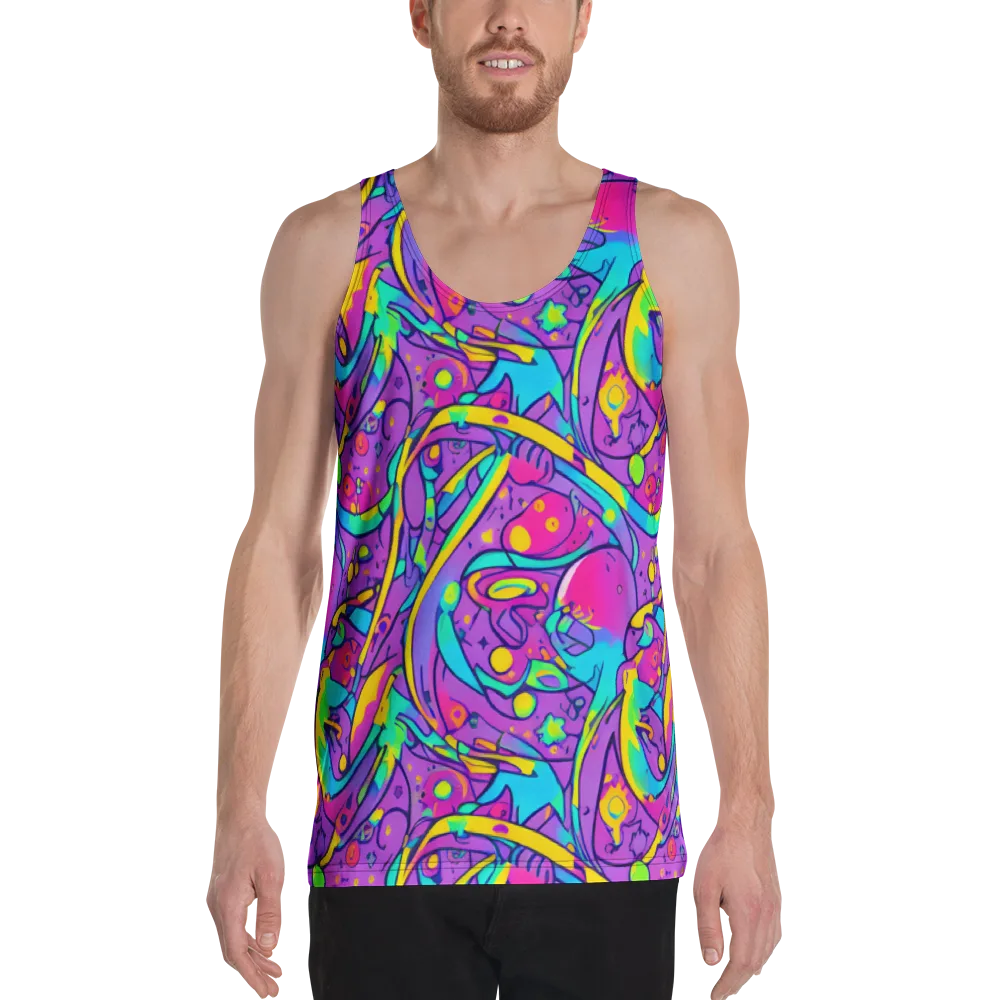 Neon Galaxy Whirl on Men's Tank Top — Front