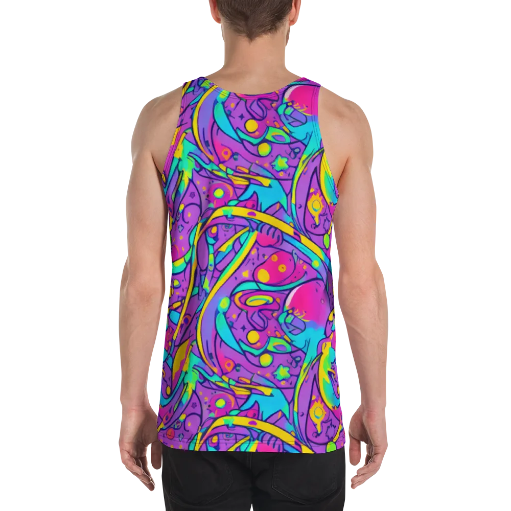 Neon Galaxy Whirl on Men's Tank Top — Back