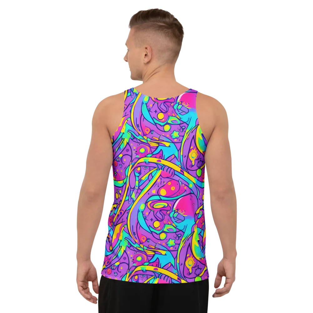 Neon Galaxy Whirl on Men's Tank Top — Back