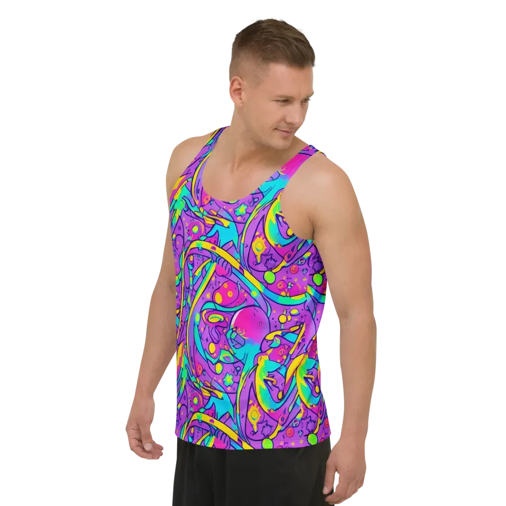 Neon Galaxy Whirl on Men's Tank Top — Left Front