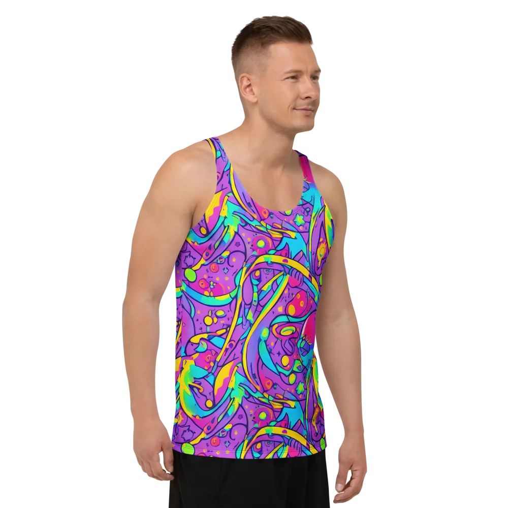 Neon Galaxy Whirl on Men's Tank Top — Right Front