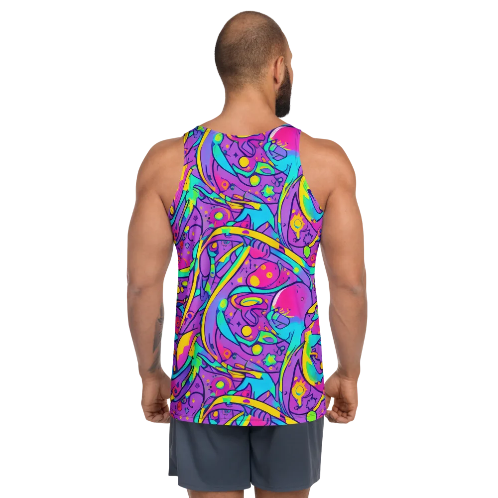 Neon Galaxy Whirl on Men's Tank Top — Back