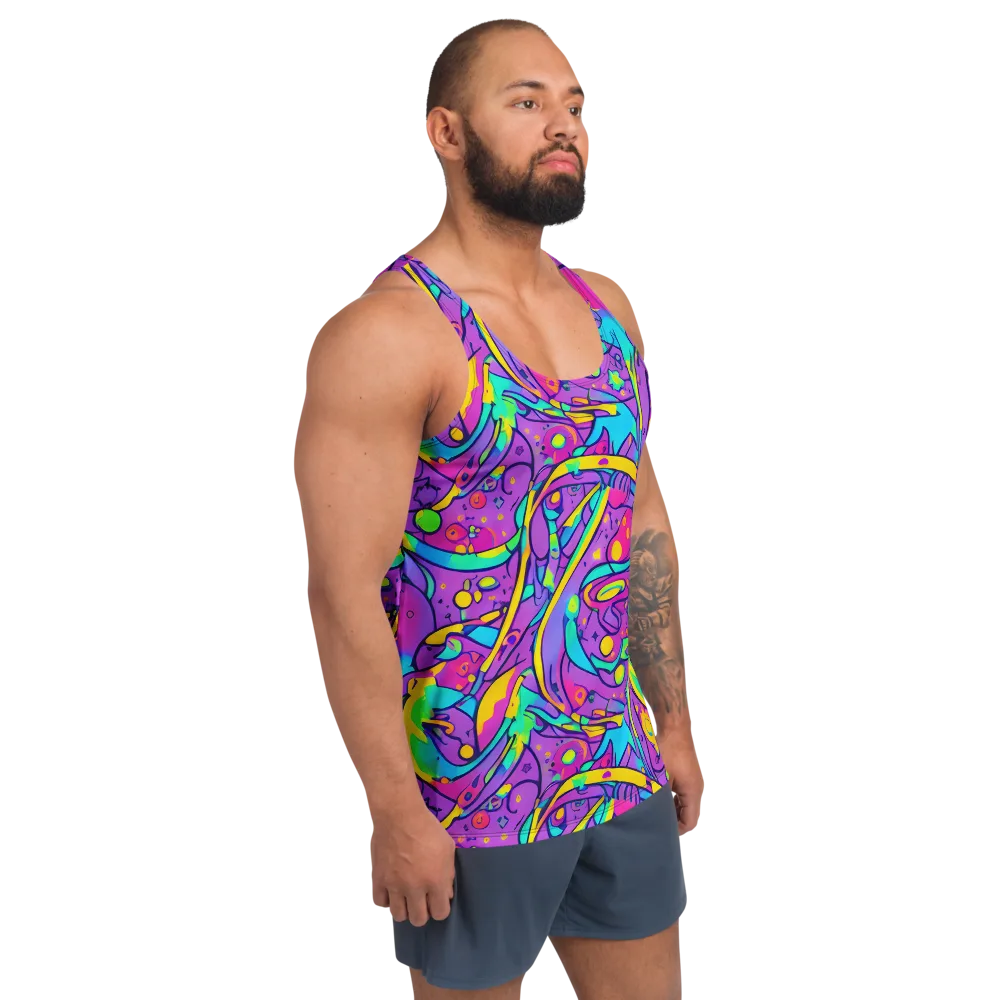 Neon Galaxy Whirl on Men's Tank Top — Right Front