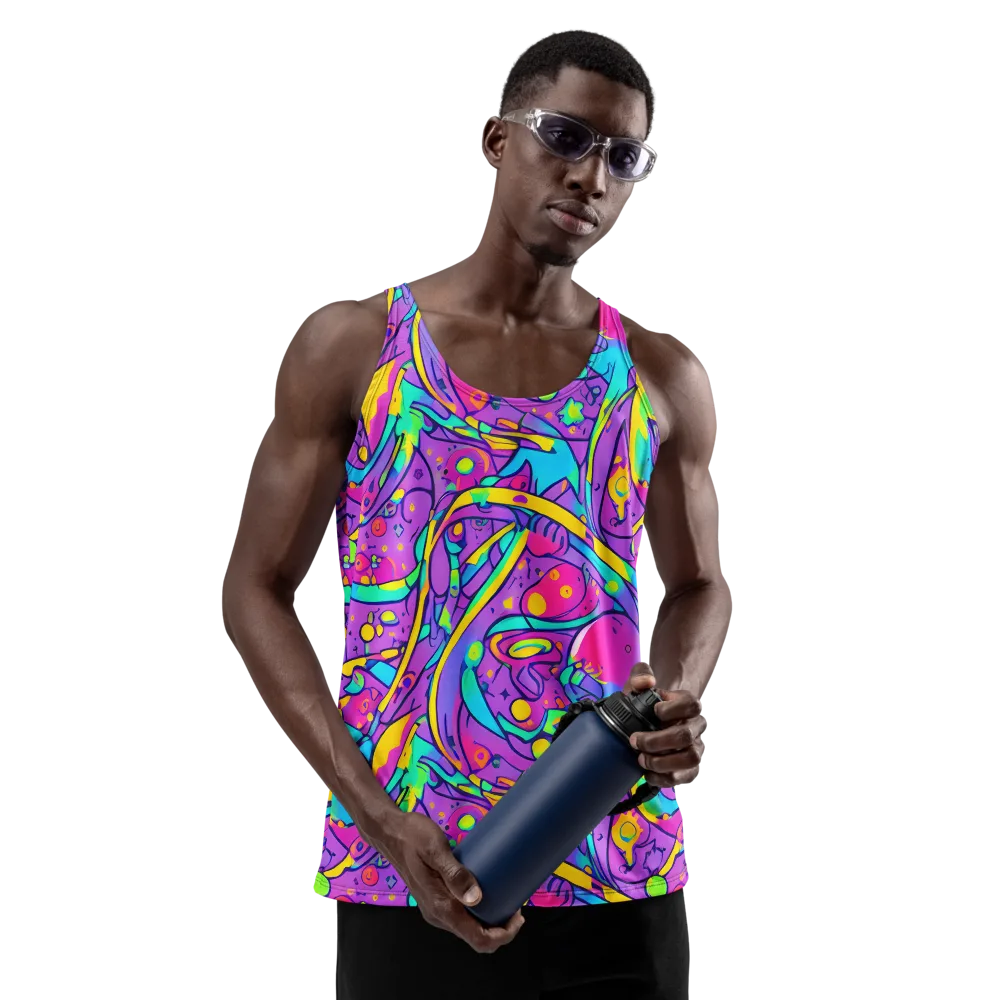 Neon Galaxy Whirl on Men's Tank Top — Front