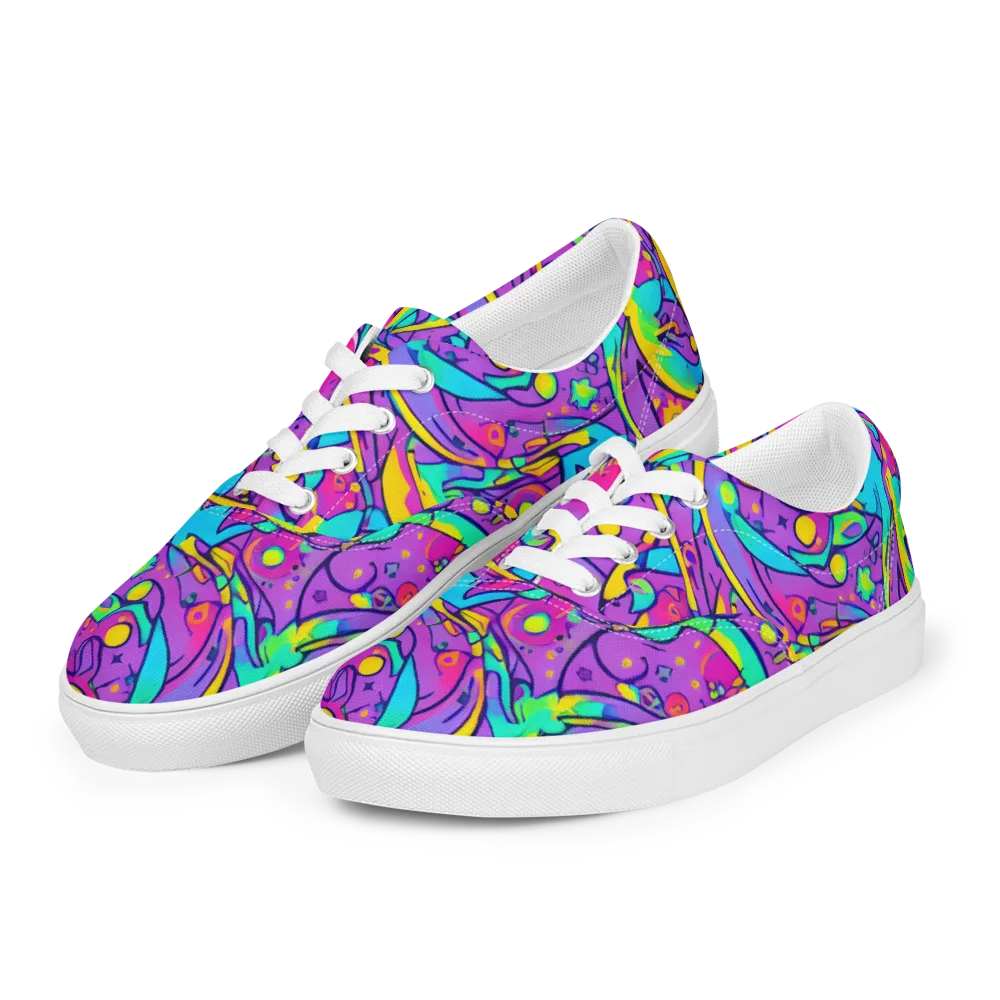 Neon Galaxy Whirl on Men's Lace-Up Canvas Shoes — Left Front