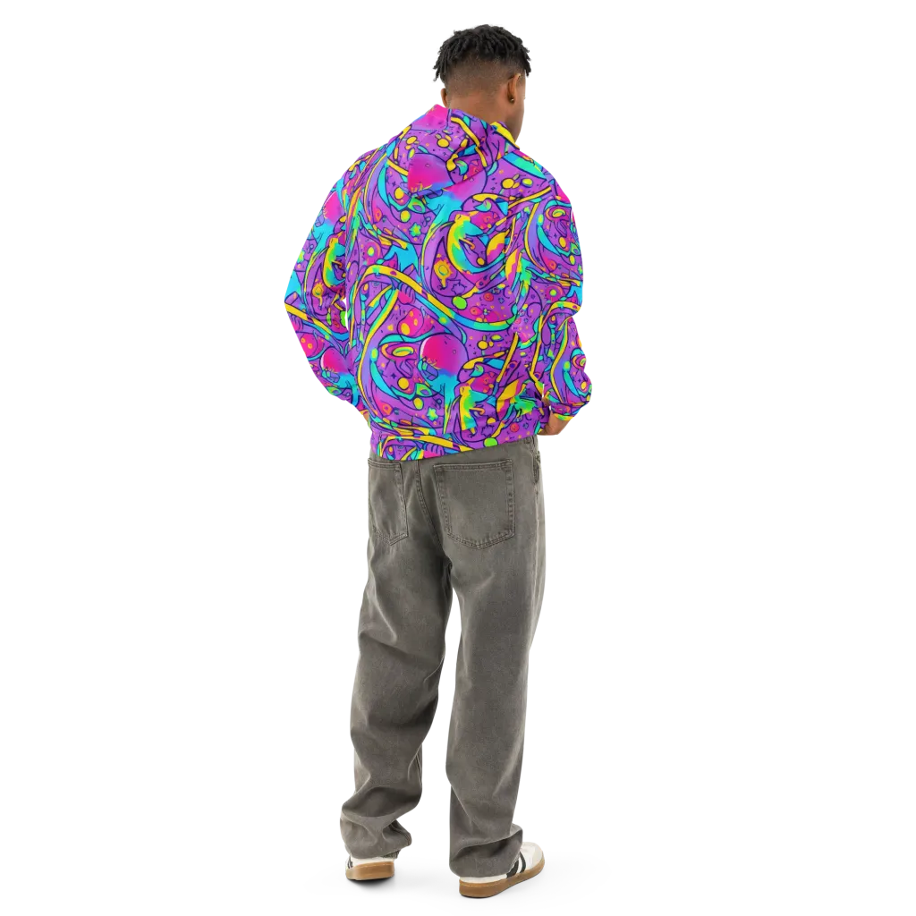 Neon Galaxy Whirl on Cotton Hoodie — Back