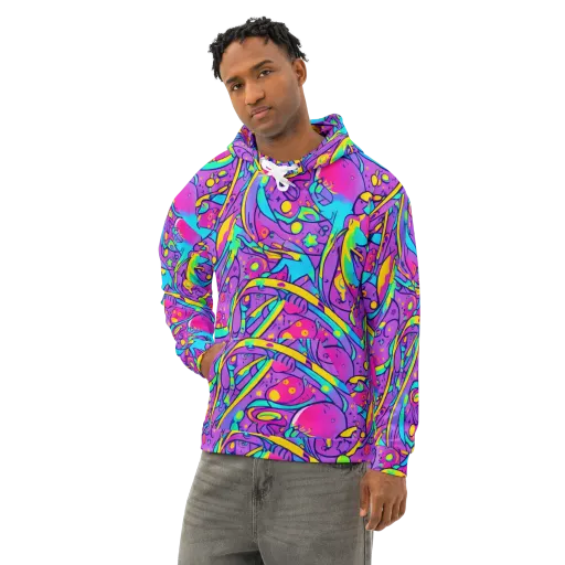 Neon Galaxy Whirl on a Cotton Hoodie