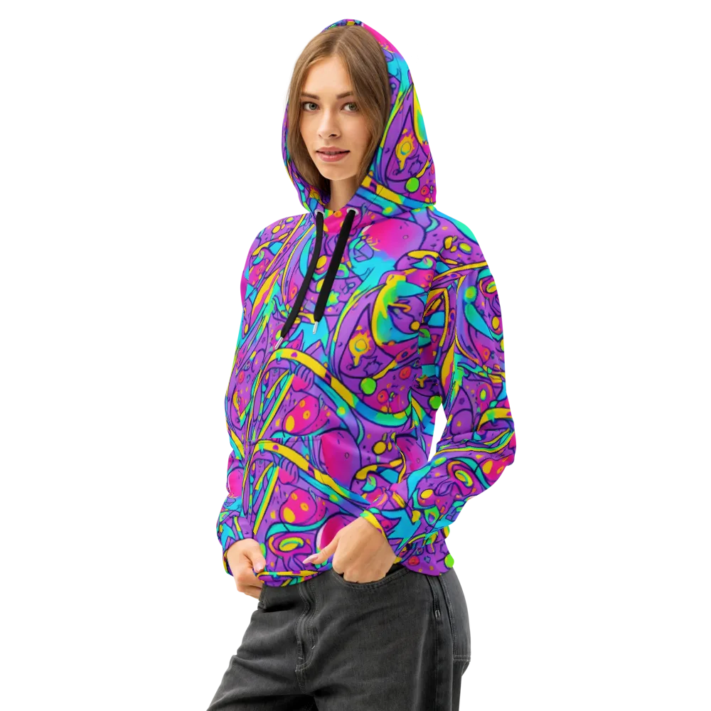 Neon Galaxy Whirl on Cotton Hoodie — Left Front