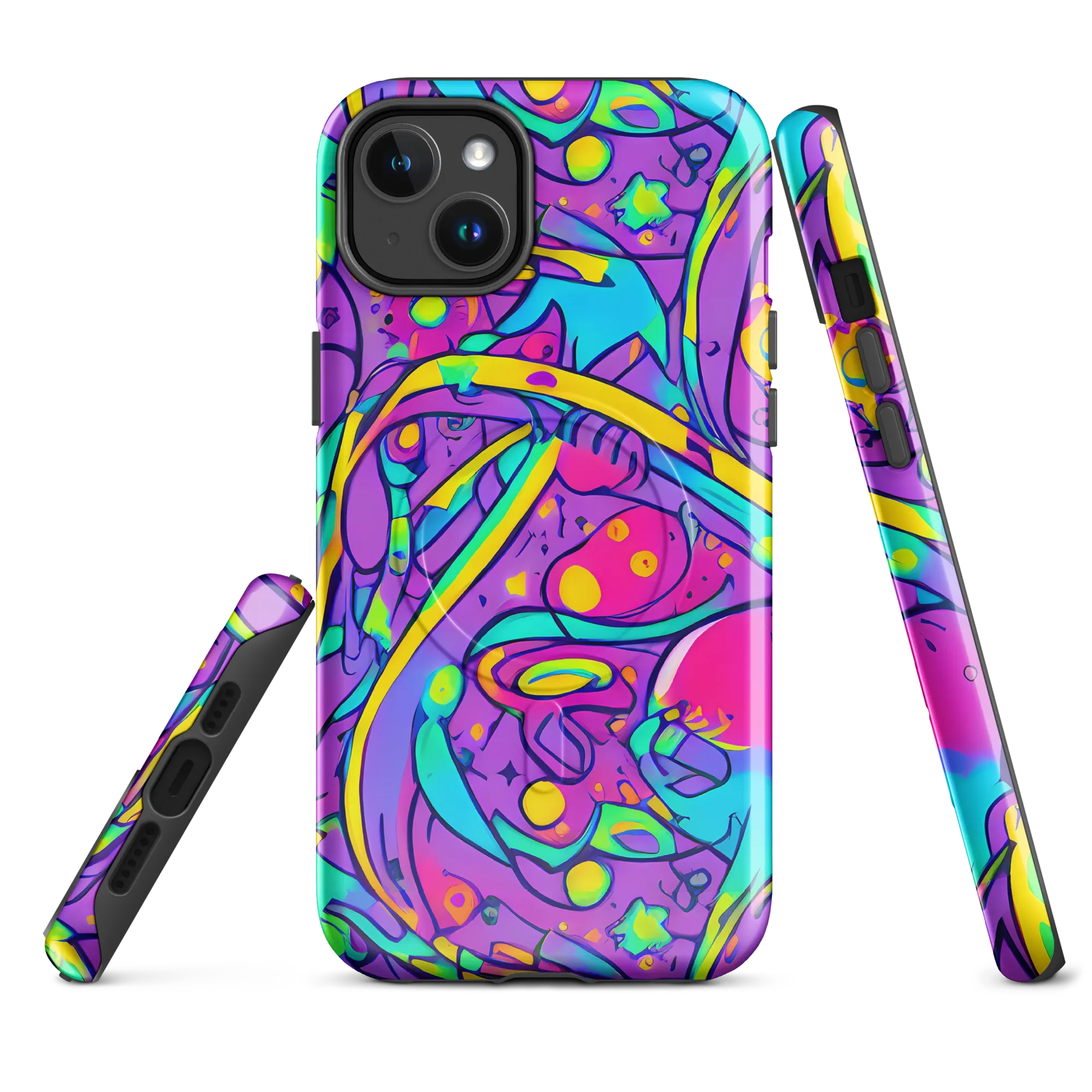 Neon Galaxy Whirl on MagSafe Tough Case for iPhone® — Front