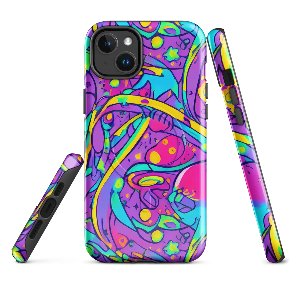 Neon Galaxy Whirl on MagSafe Tough Case for iPhone® — Front