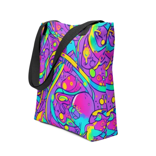 Neon Galaxy Whirl on a Tote Bag