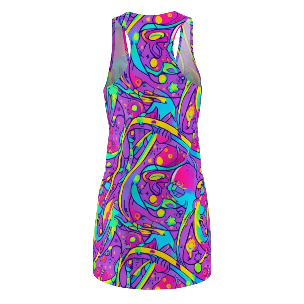 Neon Galaxy Whirl on Racerback Dress — Back