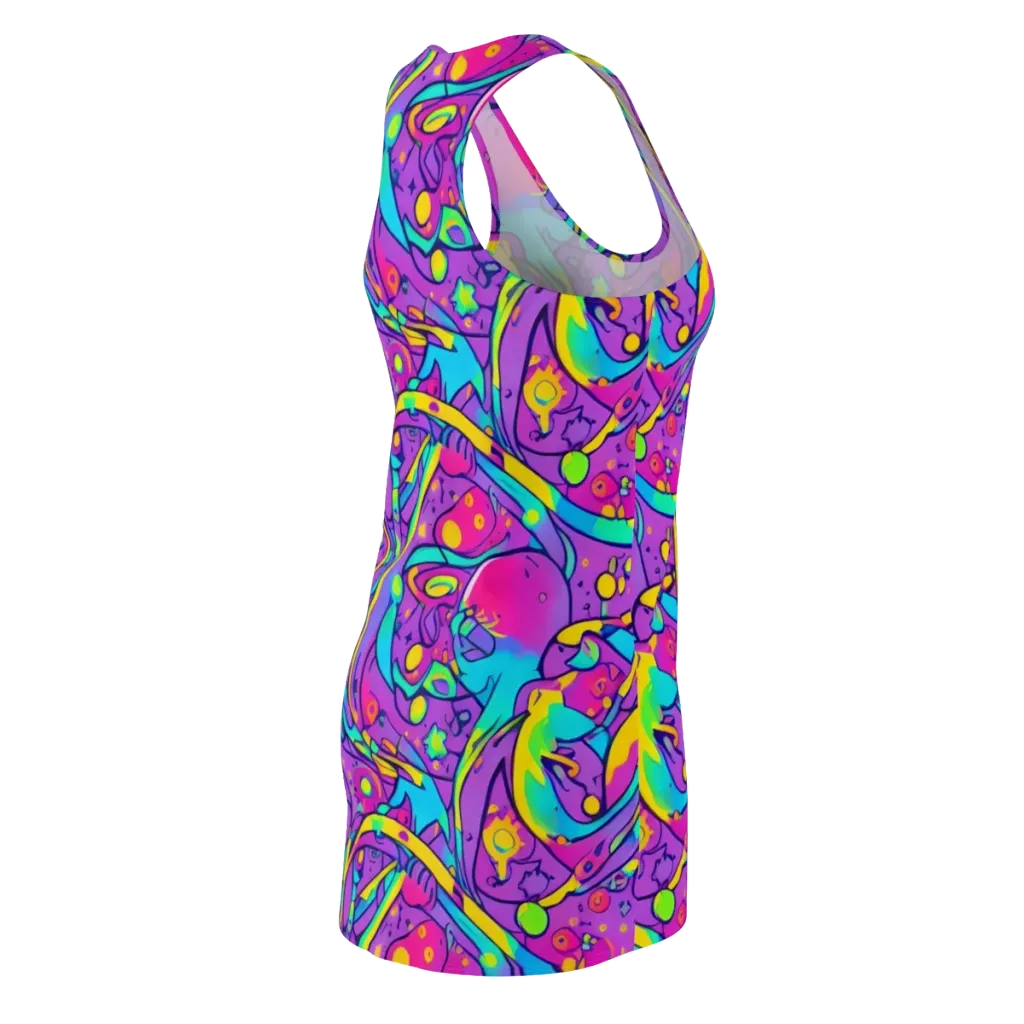 Neon Galaxy Whirl on Racerback Dress — Back Side