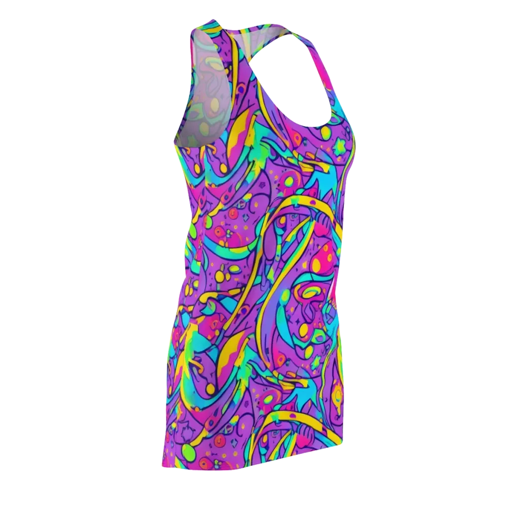 Neon Galaxy Whirl on Racerback Dress — Front Side