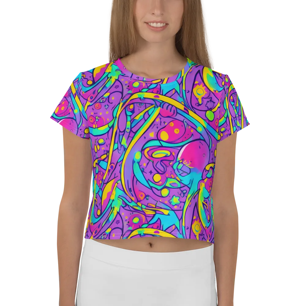 Neon Galaxy Whirl on Crop Tee — Front