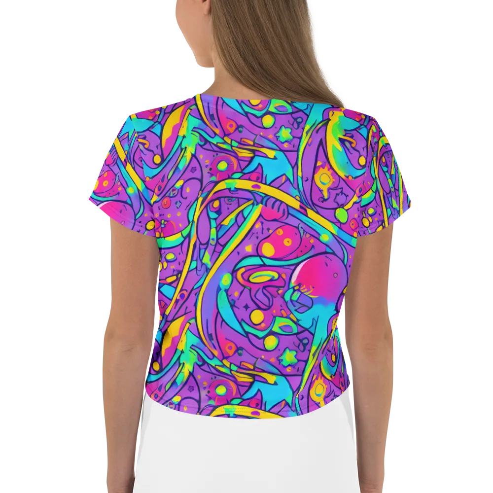 Neon Galaxy Whirl on Crop Tee — Back