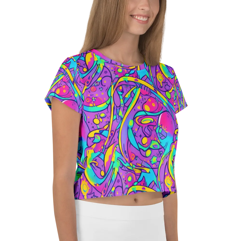 Neon Galaxy Whirl on Crop Tee — Right