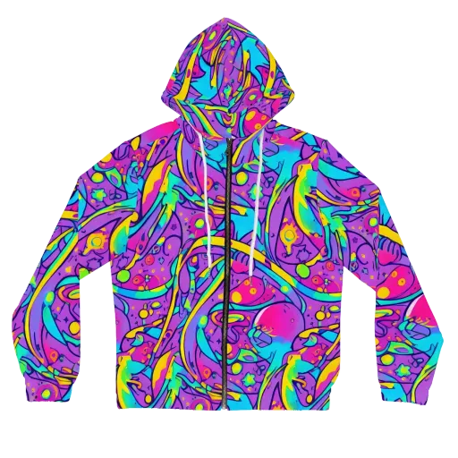Neon Galaxy Whirl on a Women's Full-Zip Hoodie