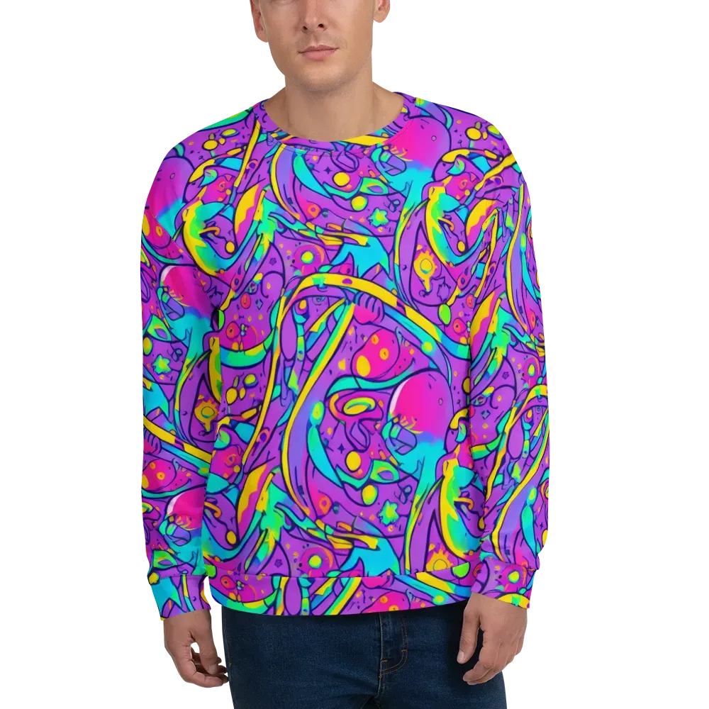 Neon Galaxy Whirl on Sweatshirt — Front