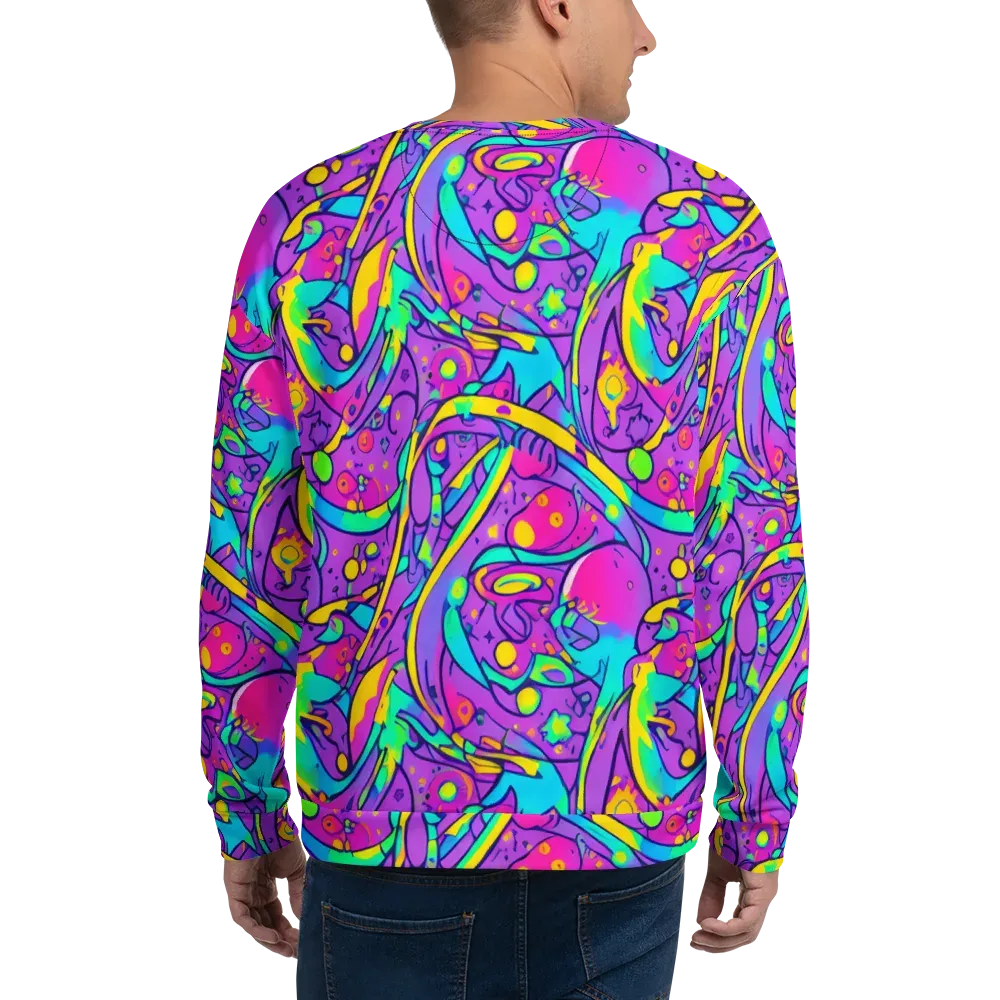 Neon Galaxy Whirl on Sweatshirt — Back