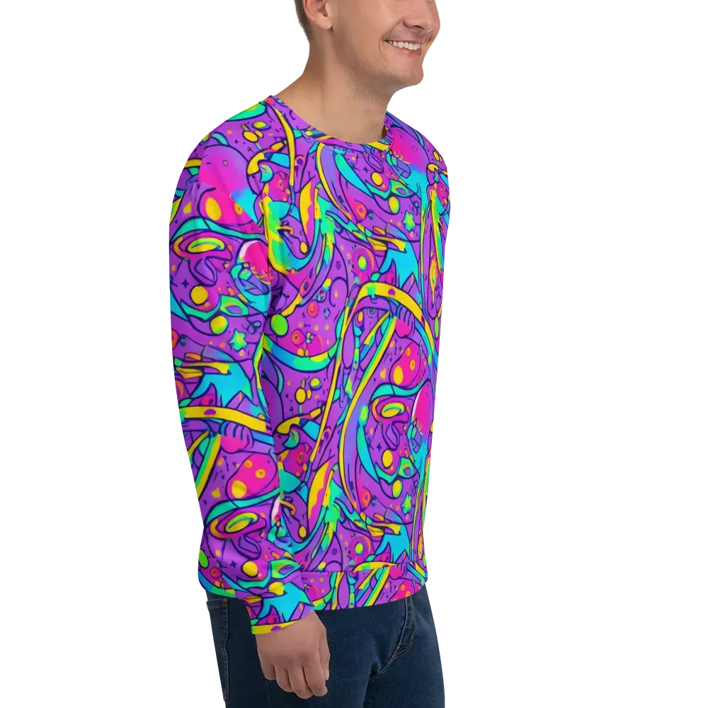 Neon Galaxy Whirl on Sweatshirt — Right Front