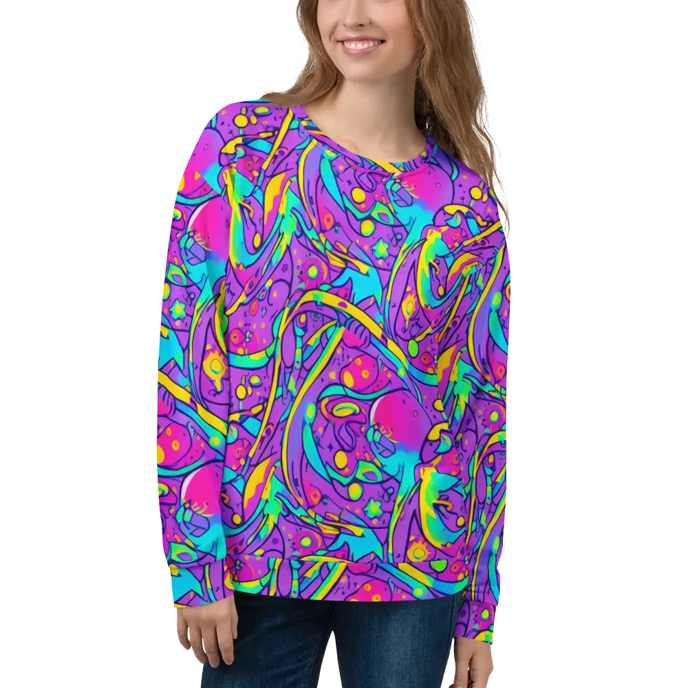 Neon Galaxy Whirl on Sweatshirt — Front