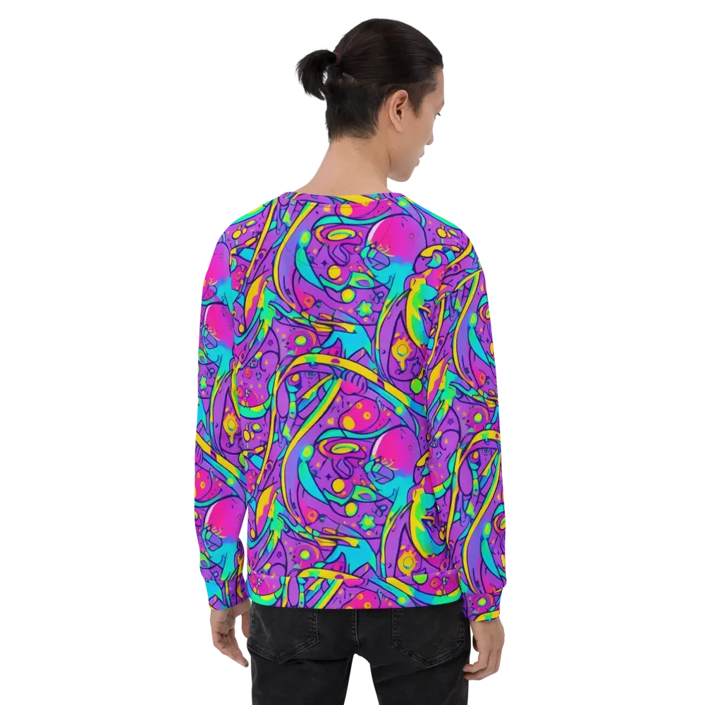 Neon Galaxy Whirl on Sweatshirt — Back
