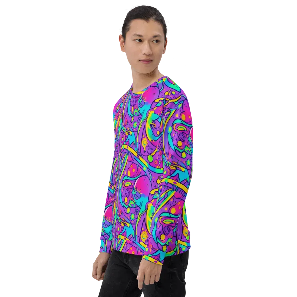 Neon Galaxy Whirl on Sweatshirt — Left Front