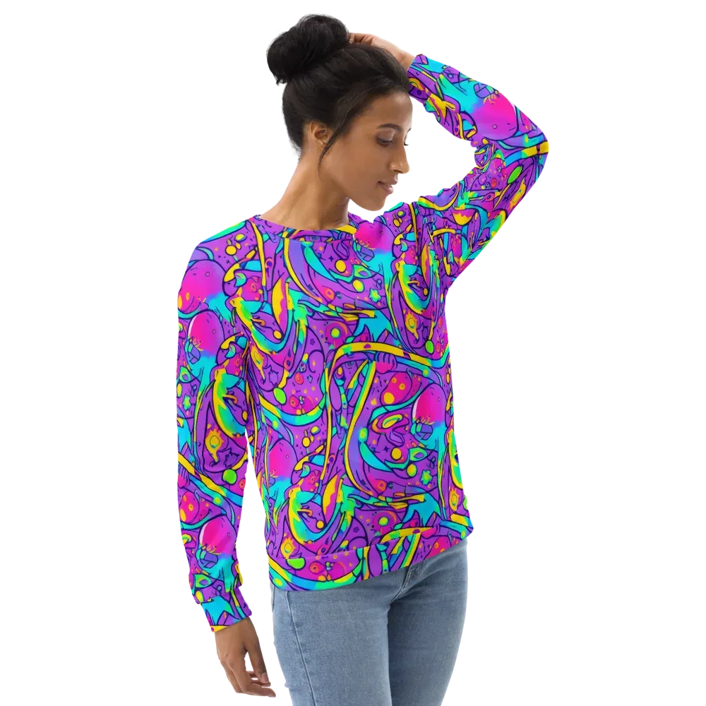 Neon Galaxy Whirl on Sweatshirt — Right Front