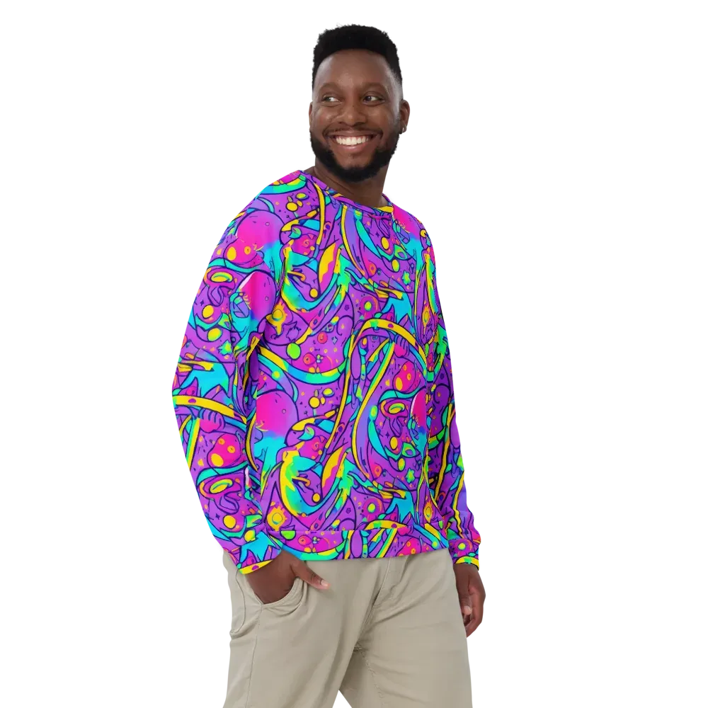 Neon Galaxy Whirl on Sweatshirt — Front