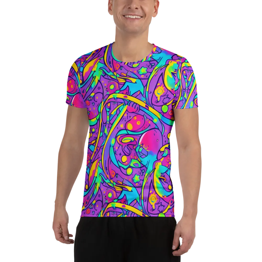 Neon Galaxy Whirl on Men's Athletic T-Shirt — Front