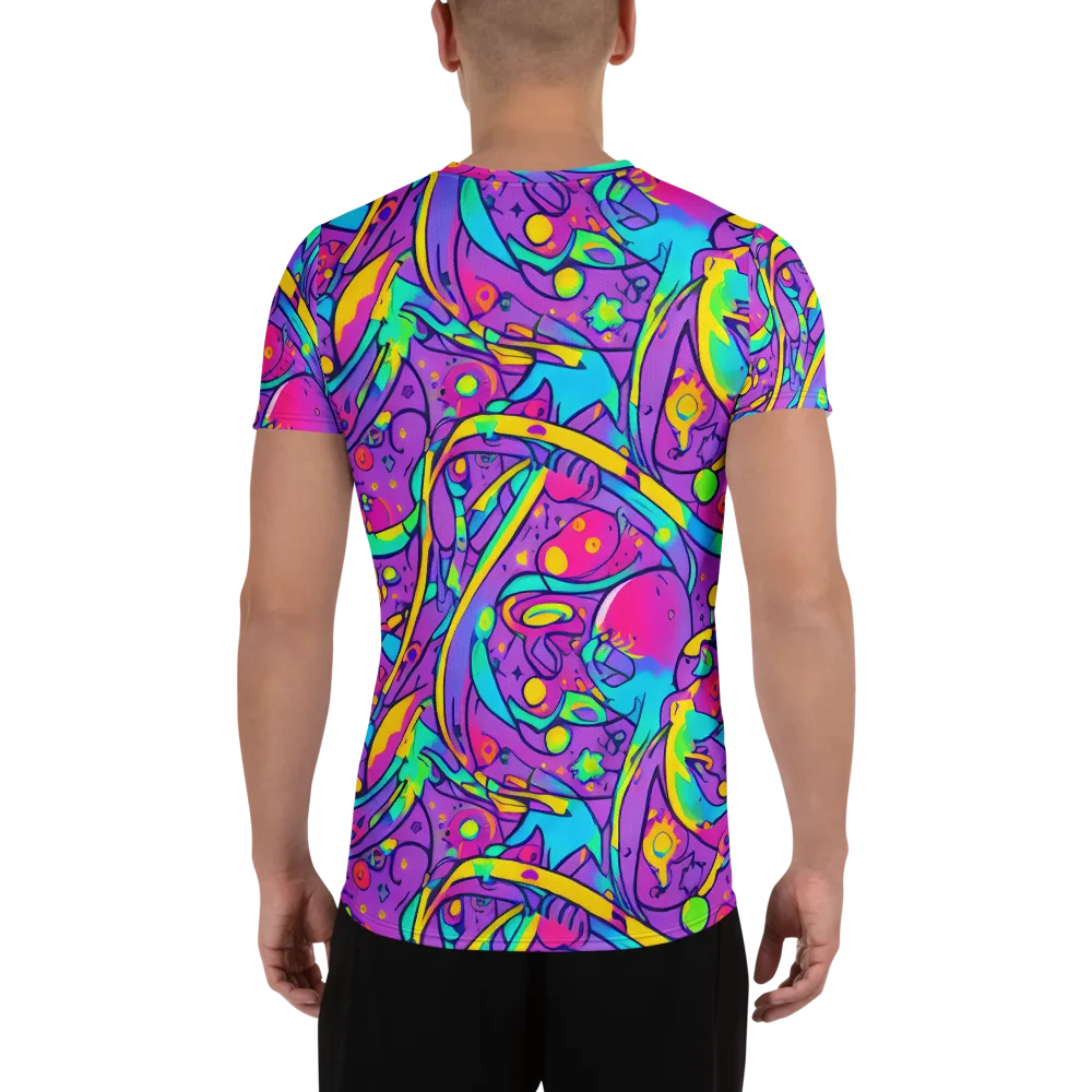 Neon Galaxy Whirl on Men's Athletic T-Shirt — Back