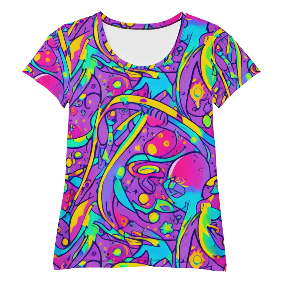 Neon Galaxy Whirl on Women's Athletic T-Shirt — Front